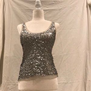 Silver mesh sequin tank